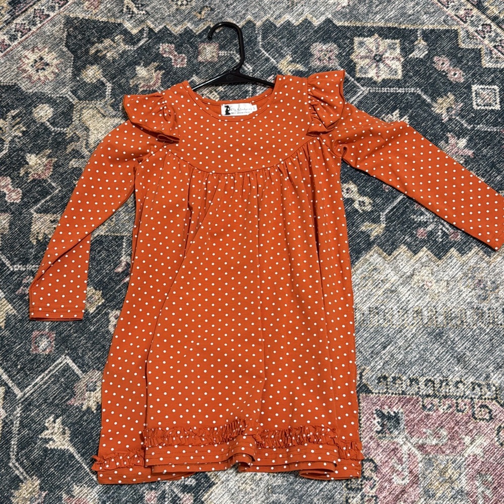 Lily Orange Polka Dot Ruffle Dress